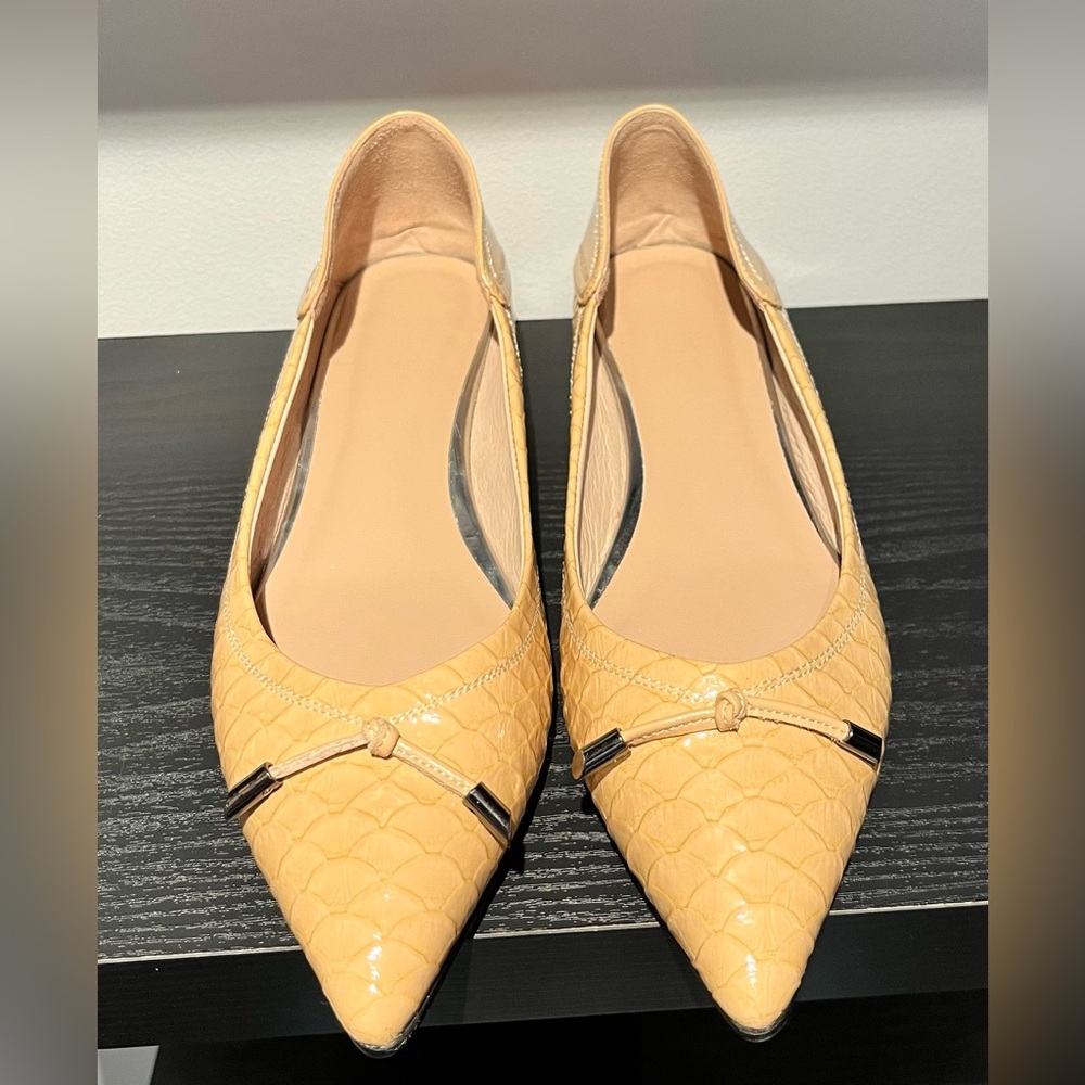 TinaCus Women's Genuine Leather Handmade Pointed Toe Casual Flat size: 7 1/2